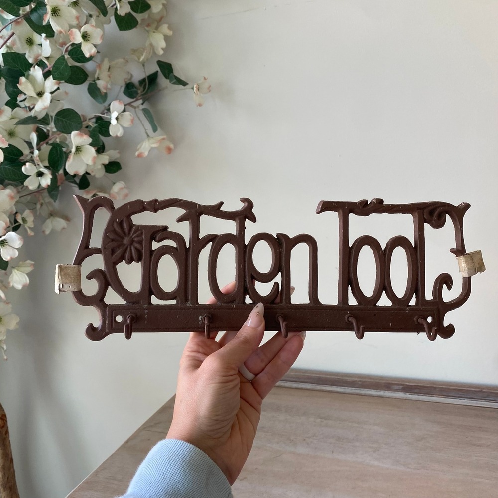 Vintage Cast Iron Farmhouse Garden Tool Wall Mount Hanger
